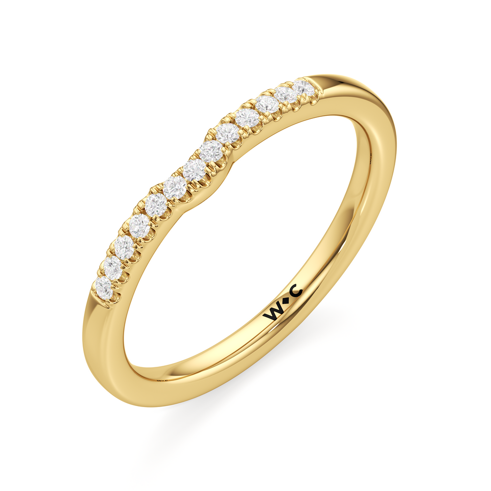 The Scottie Diamond Wedding Band with 18KT Yellow Gold Cut Diamond in 14KT Yellow Gold view 3
