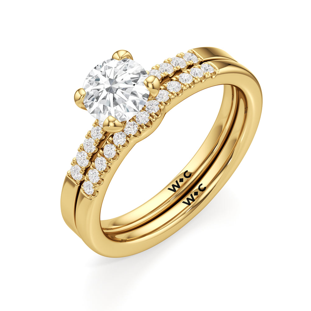 The Scottie Diamond Wedding Band with 18KT Yellow Gold Cut Diamond in 14KT Yellow Gold view 4
