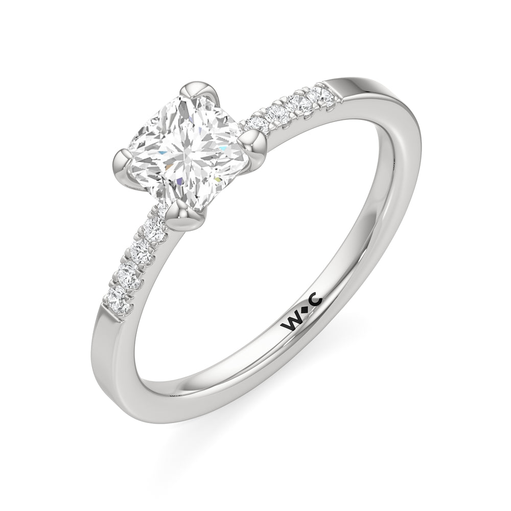 The Scottie Engagement Ring with Cushion Cut Diamond in 14KT Platinum view 3

