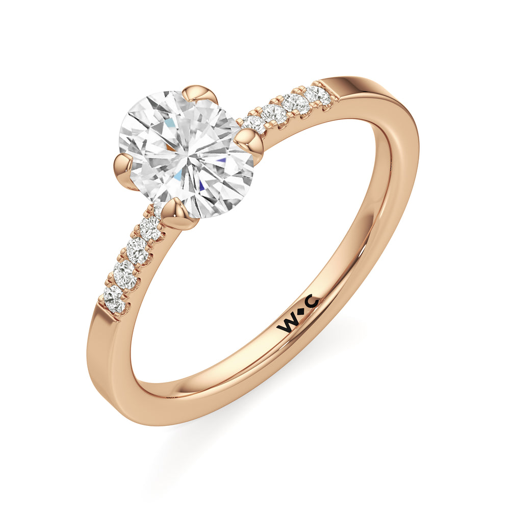 The Scottie Engagement Ring with Oval Cut Diamond in 14KT Rose Gold view 3
