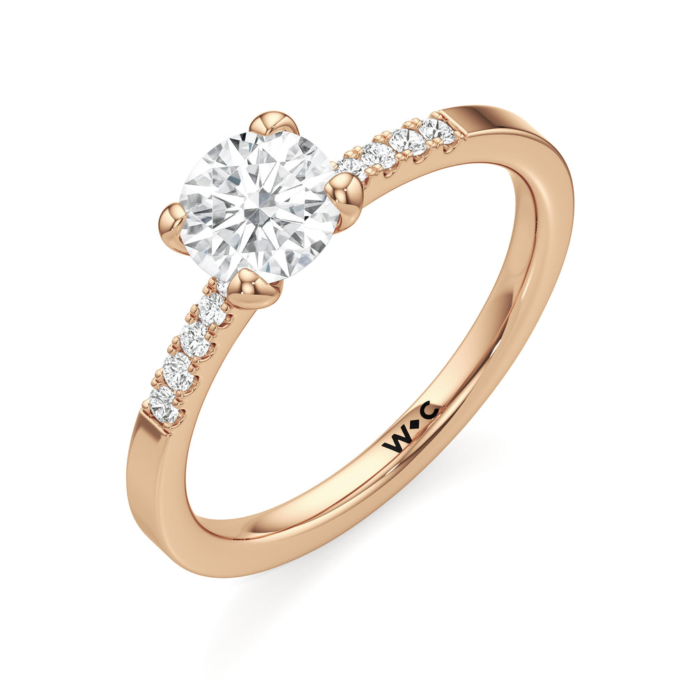 The Scottie Engagement Ring with Round Cut Diamond in 14KT Rose Gold view 3
