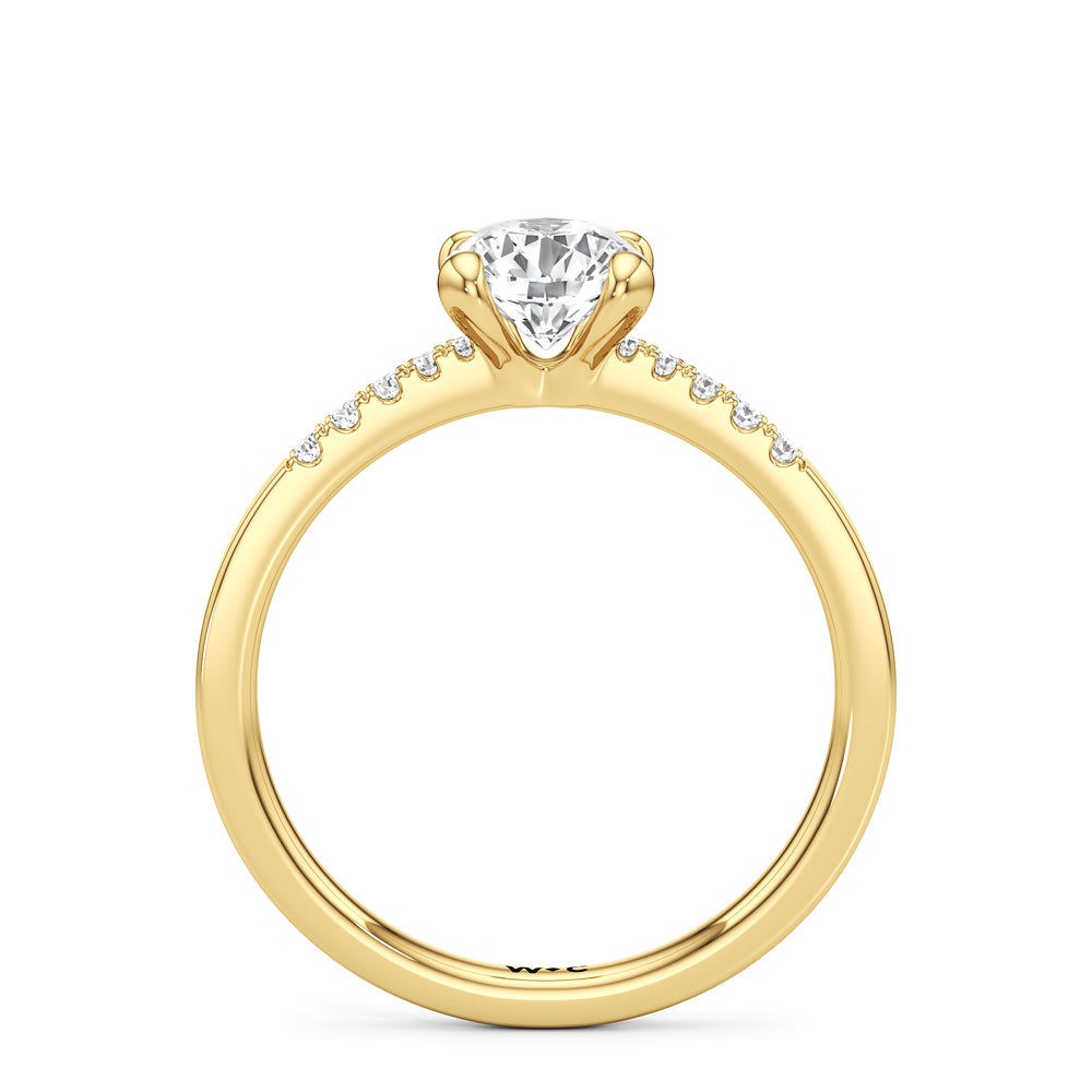 The Scottie Engagement Ring with Round Cut Diamond in 14KT Yellow Gold view 2
