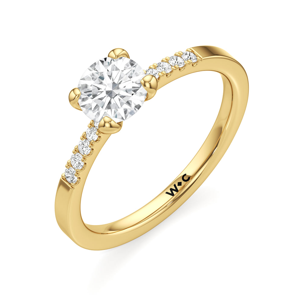 The Scottie Engagement Ring with Round Cut Diamond in 14KT Yellow Gold view 3
