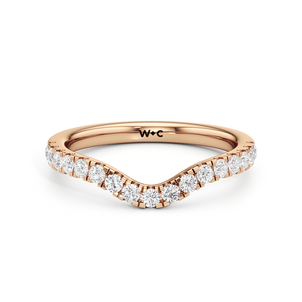 The Mia Diamond Wedding Band with 18KT Rose Gold Cut Diamond in 14KT Rose Gold view 1
