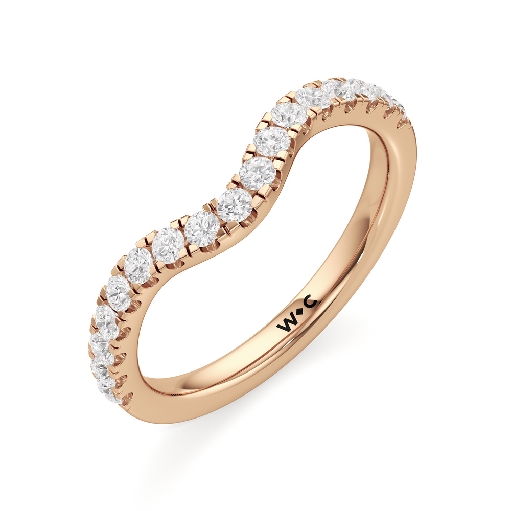 The Mia Diamond Wedding Band with 18KT Rose Gold Cut Diamond in 14KT Rose Gold view 3
