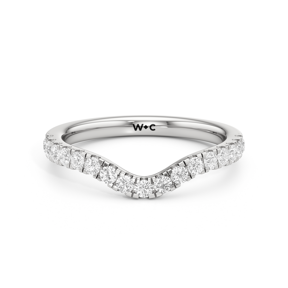 The Mia Diamond Wedding Band with Platinum Cut Diamond in 14KT Platinum view 1
