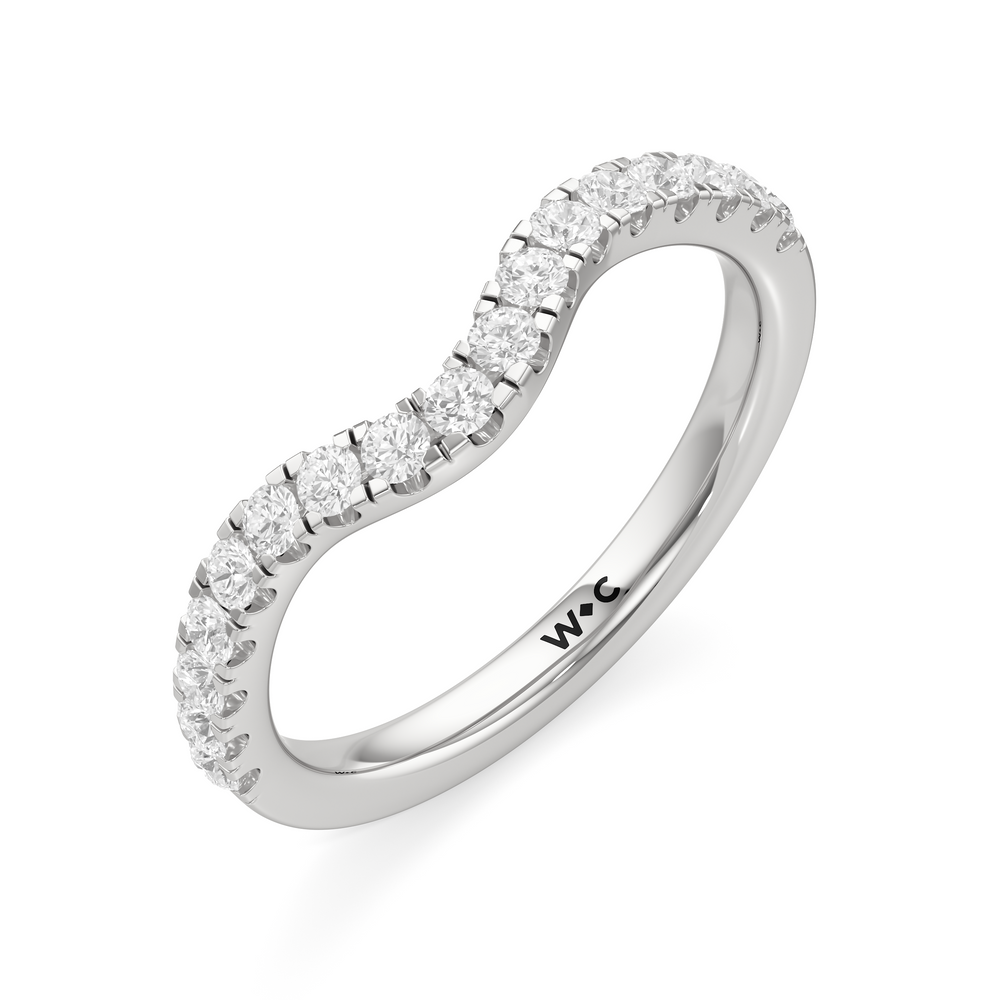The Mia Diamond Wedding Band with Platinum Cut Diamond in 14KT Platinum view 3
