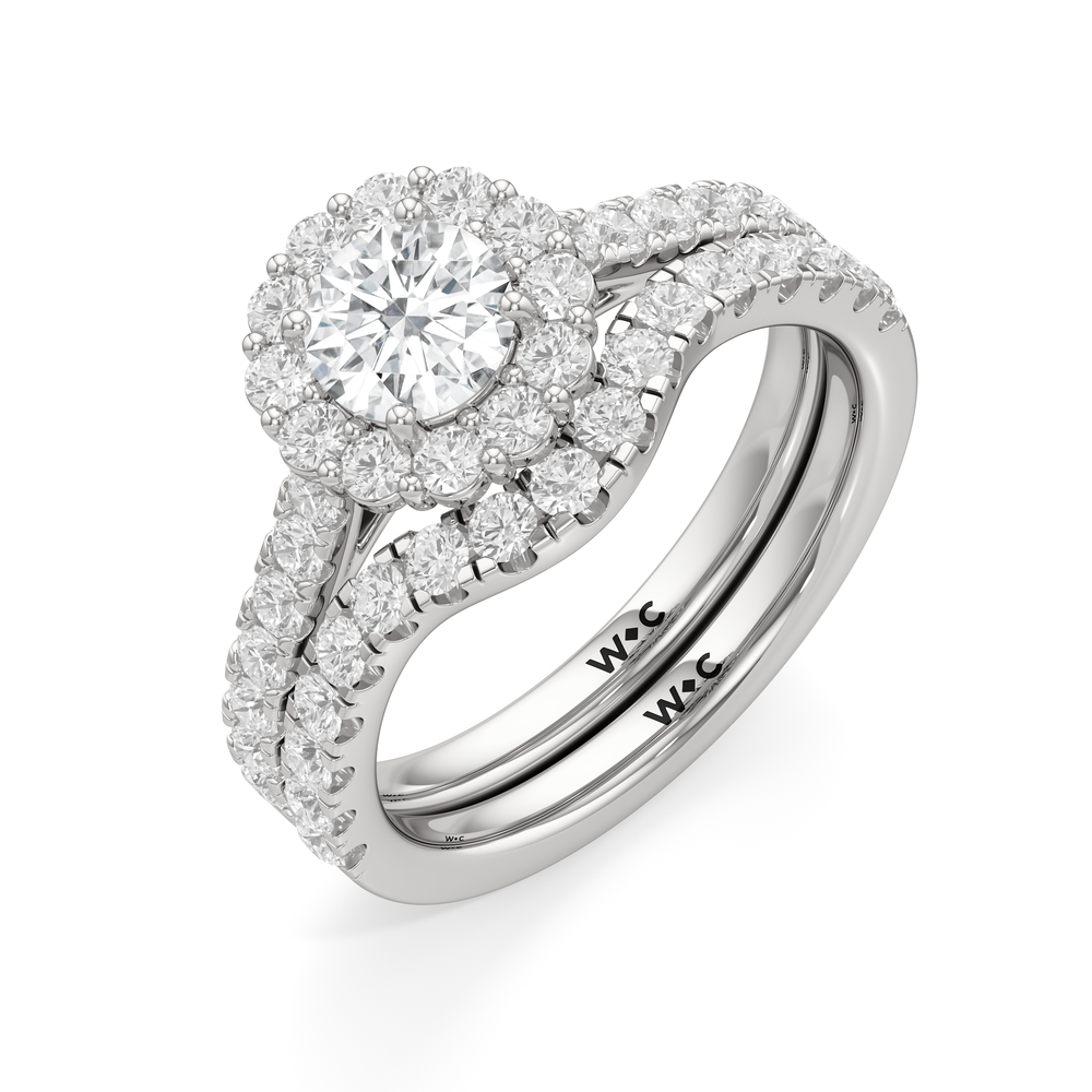 The Mia Diamond Wedding Band with Platinum Cut Diamond in 14KT Platinum view 4
