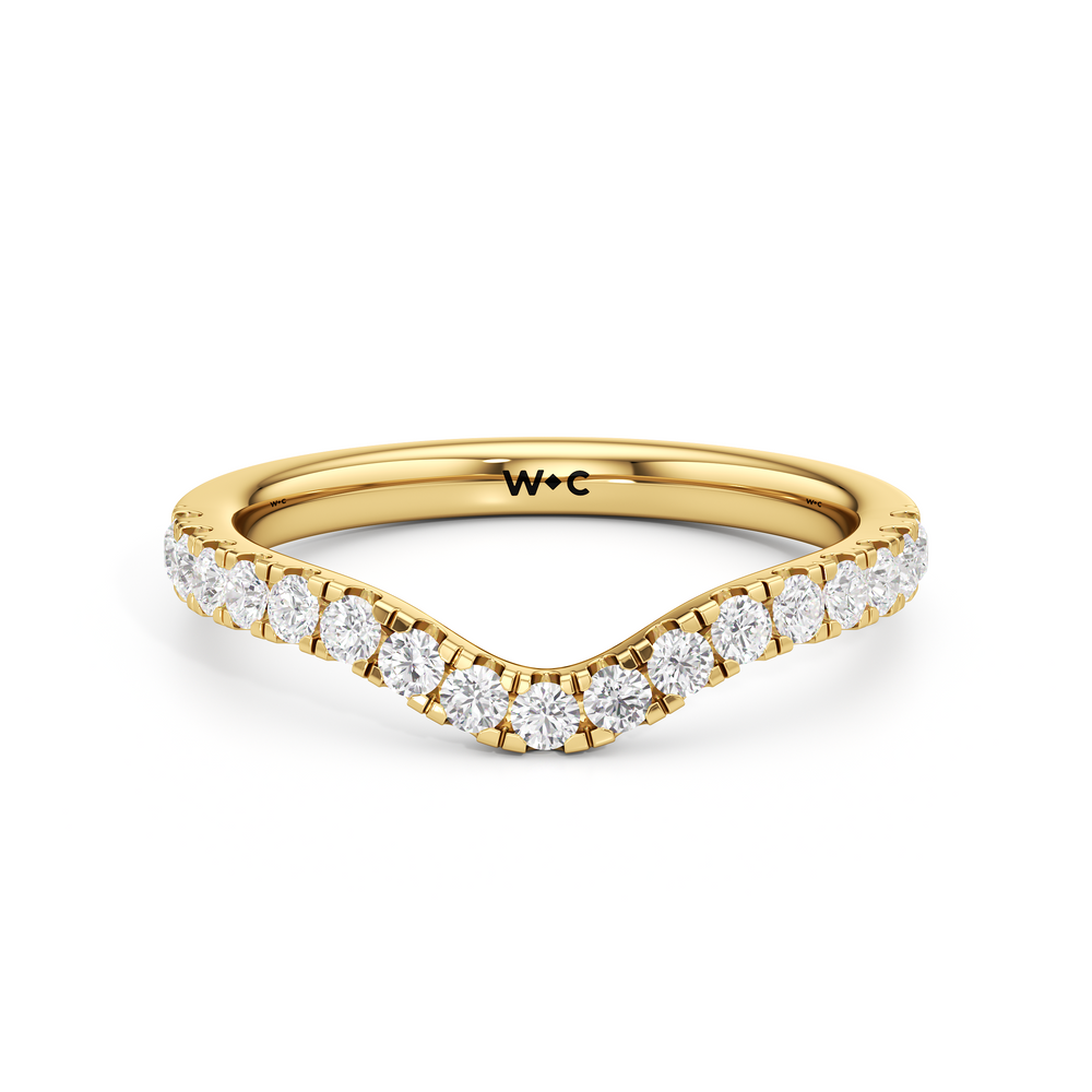 The Mia Diamond Wedding Band with 18KT Yellow Gold Cut Diamond in 14KT Yellow Gold view 1
