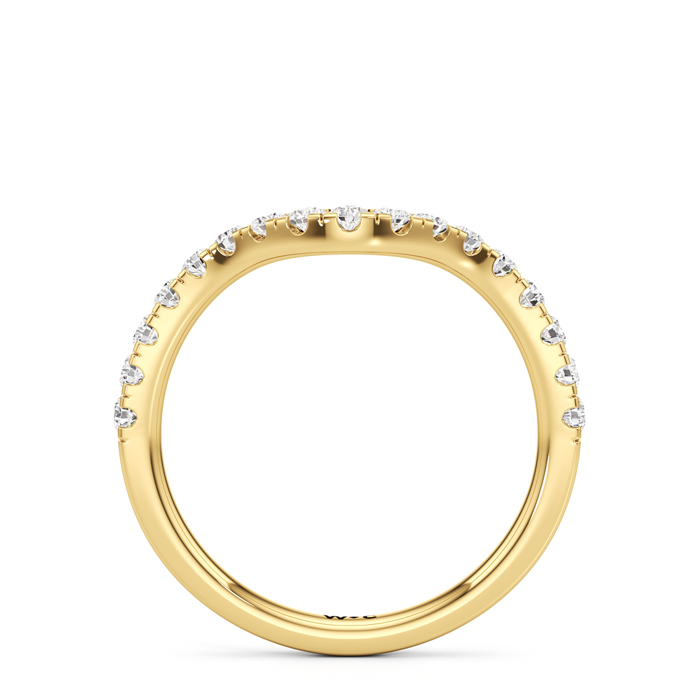 The Mia Diamond Wedding Band with 18KT Yellow Gold Cut Diamond in 14KT Yellow Gold view 2
