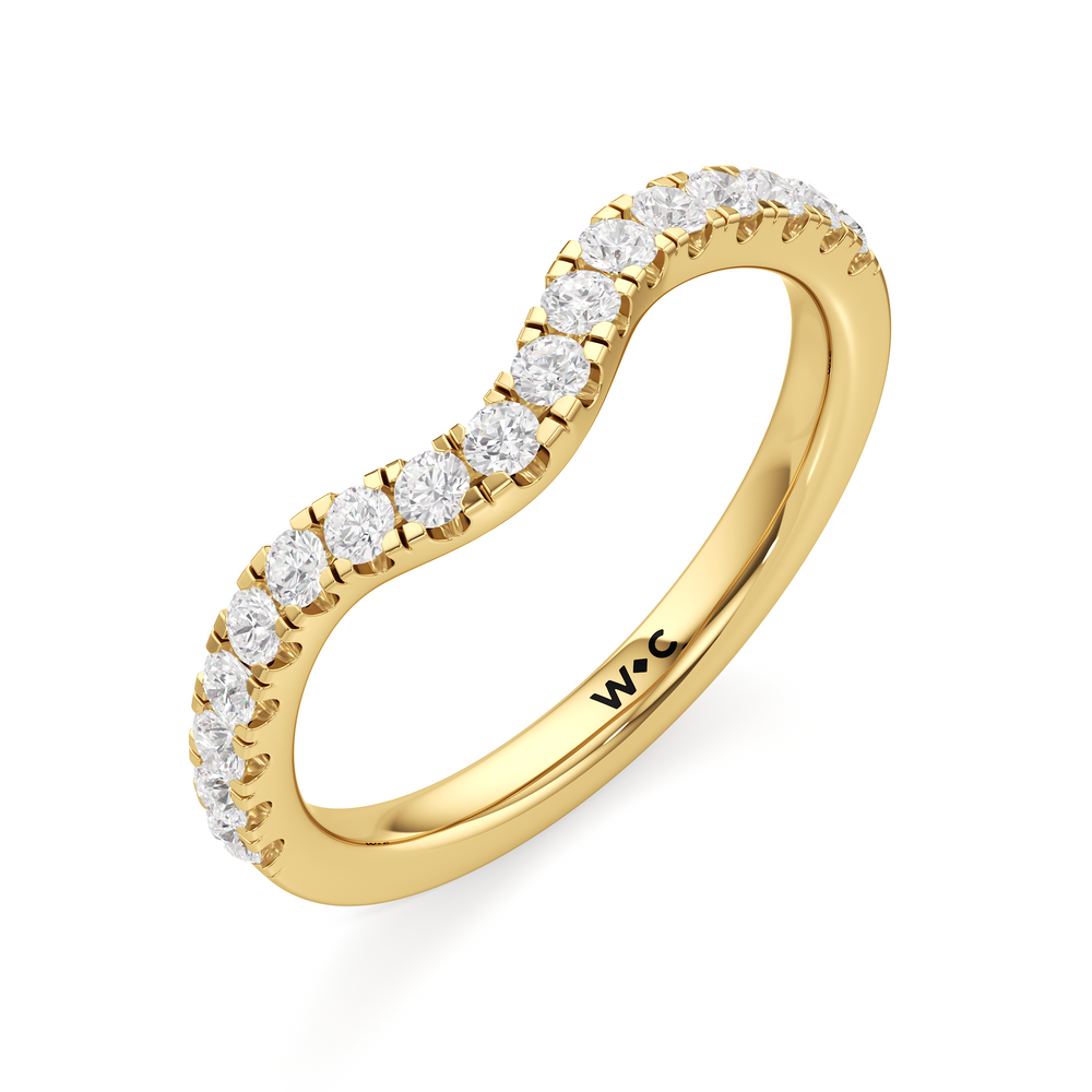 The Mia Diamond Wedding Band with 18KT Yellow Gold Cut Diamond in 14KT Yellow Gold view 3
