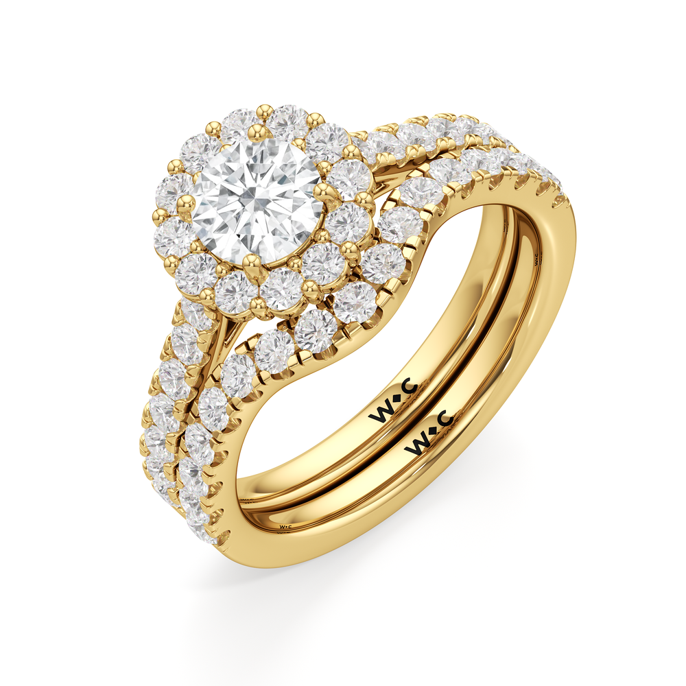 The Mia Diamond Wedding Band with 18KT Yellow Gold Cut Diamond in 14KT Yellow Gold view 4
