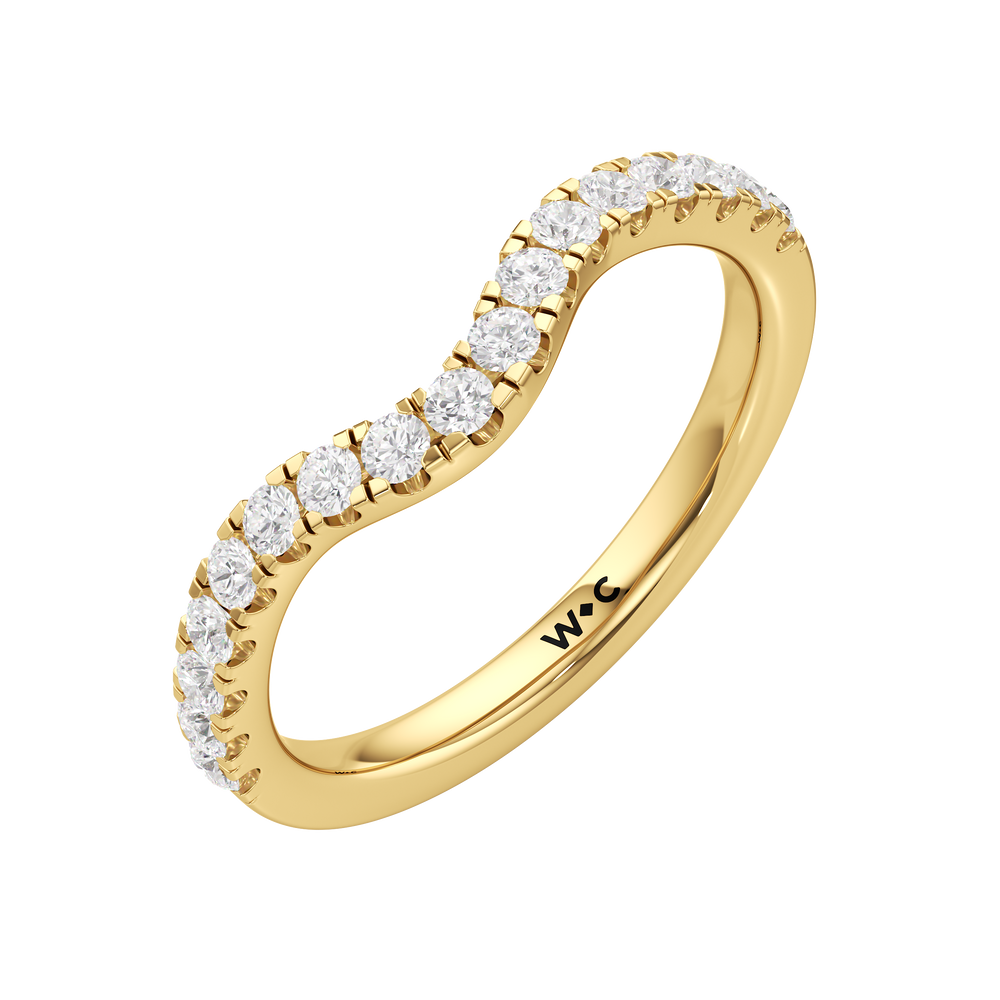 The Mia Diamond Wedding Band with 18KT Yellow Gold Cut Diamond in 14KT Yellow Gold view 3
