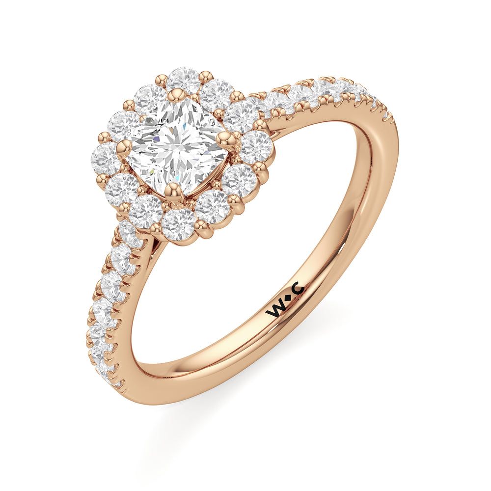 The Mia Engagement Ring with Cushion Cut Diamond in 14KT Rose Gold view 3
