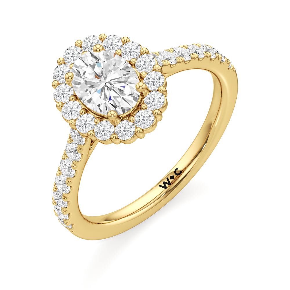 The Mia Engagement Ring with Oval Cut Diamond in 14KT Yellow Gold view 3
