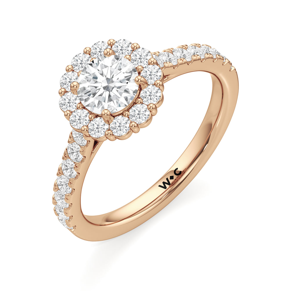 The Mia Engagement Ring with Round Cut Diamond in 14KT Rose Gold view 3
