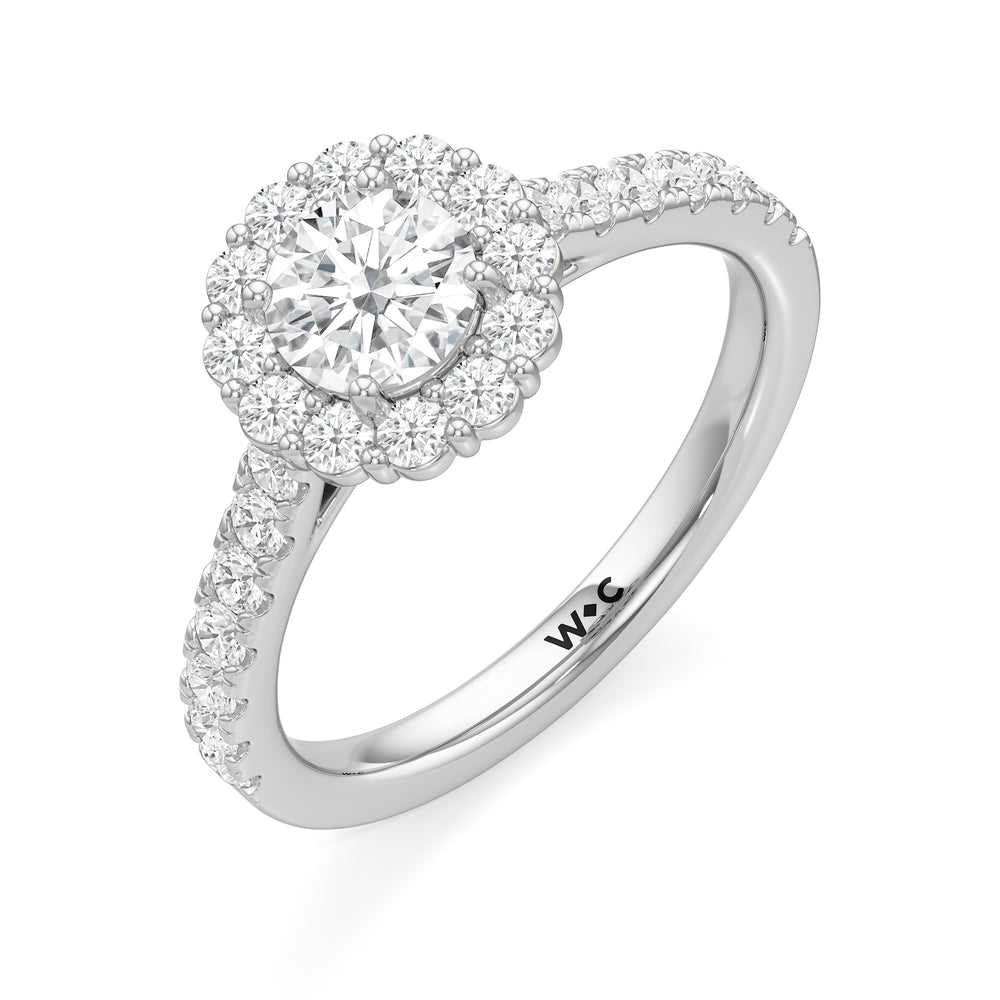 The Mia Engagement Ring with Round Cut Diamond in 14KT Platinum view 3

