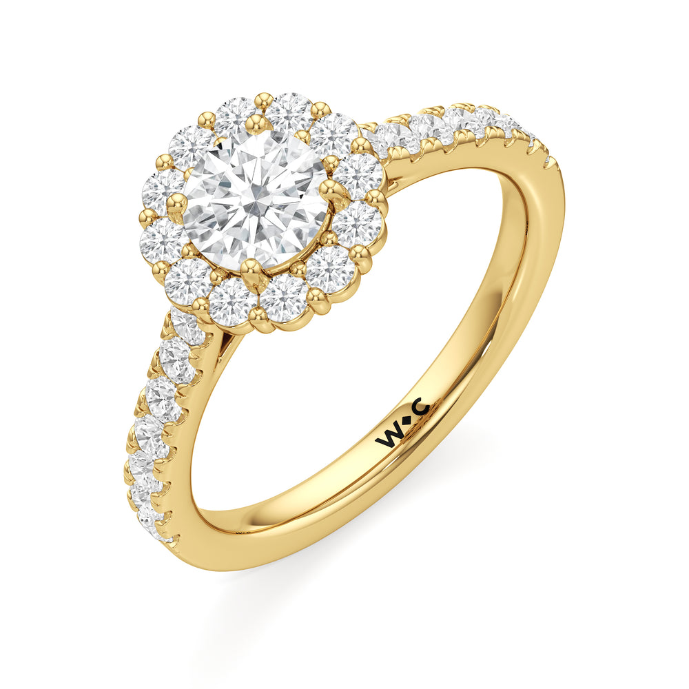 The Mia Engagement Ring with Round Cut Diamond in 14KT Yellow Gold view 3
