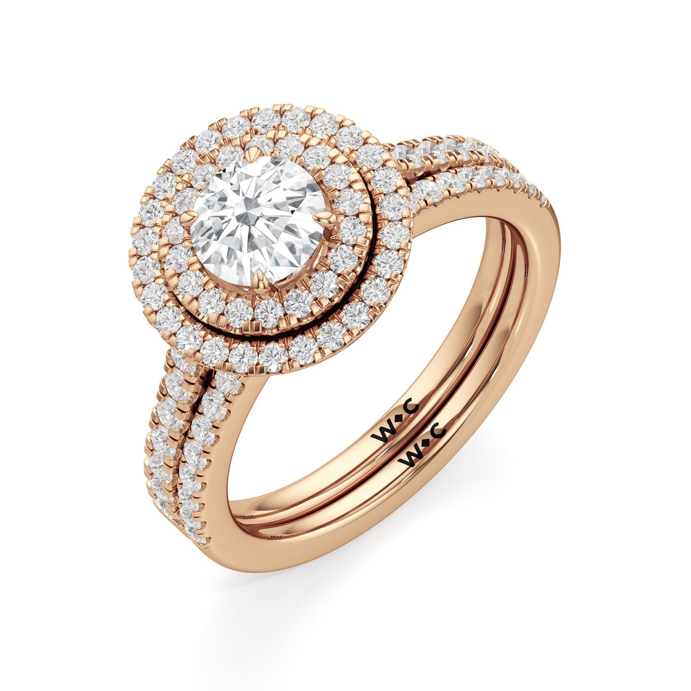 The Danielle Diamond Wedding Band with 18KT Rose Gold Cut Diamond in 14KT Rose Gold view 4
