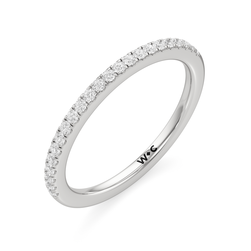 The Danielle Diamond Wedding Band with Platinum Cut Diamond in 14KT Platinum view 3
