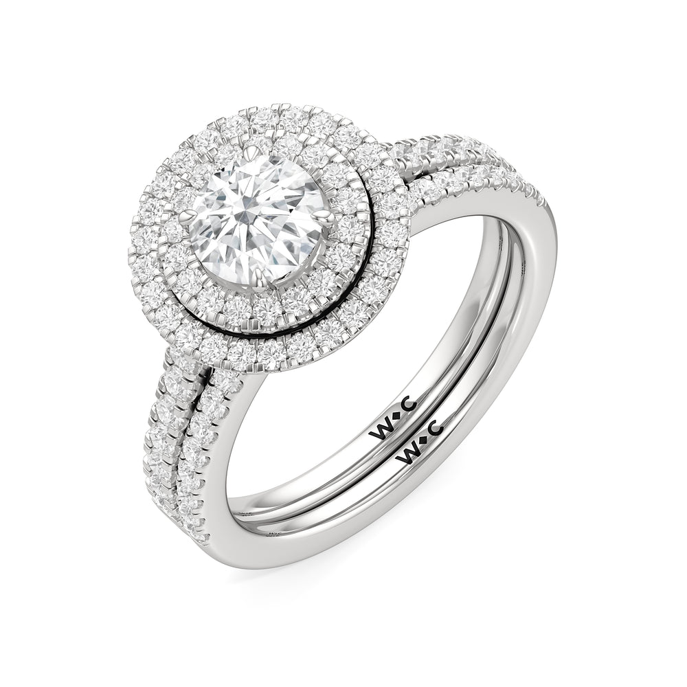 The Danielle Diamond Wedding Band with Platinum Cut Diamond in 14KT Platinum view 4
