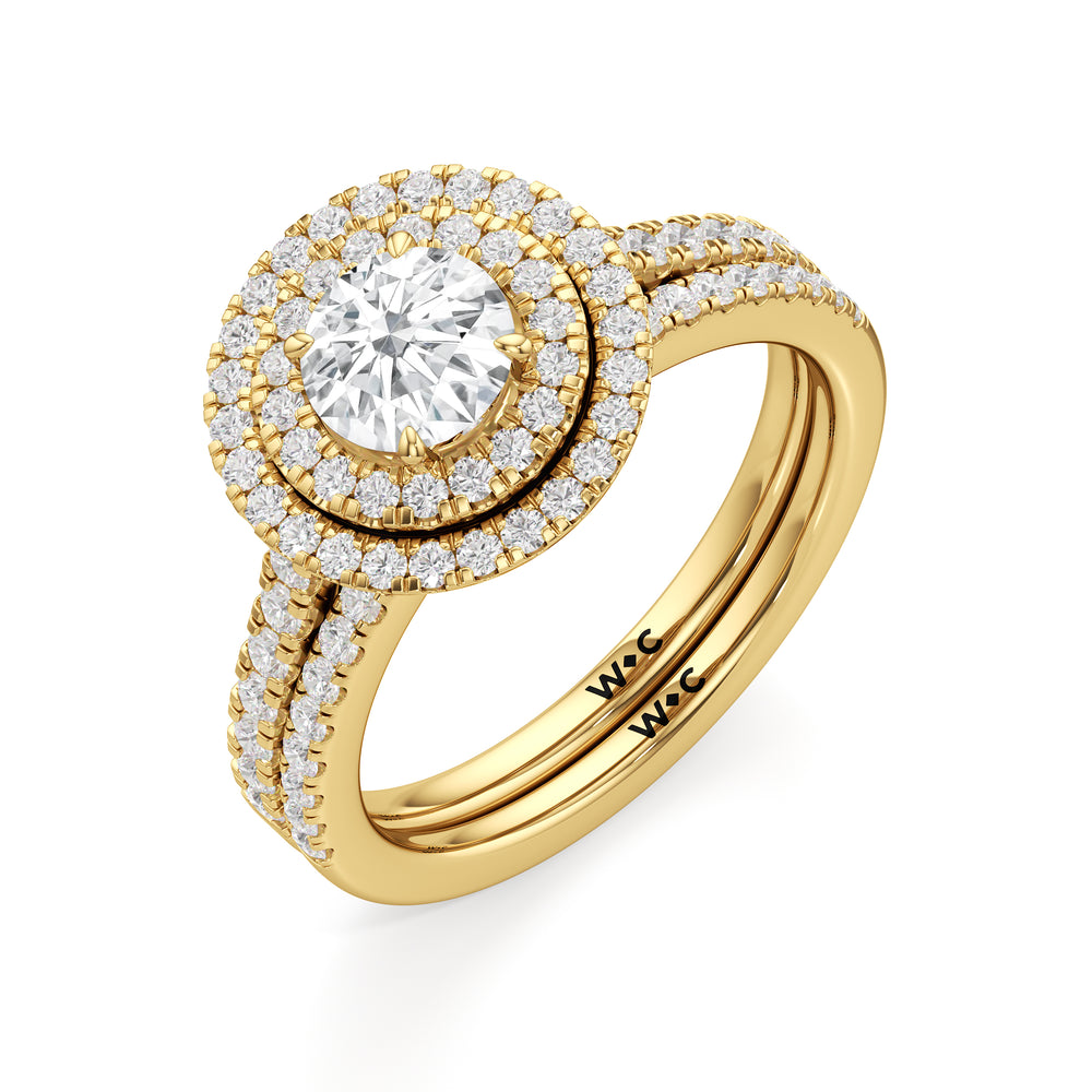 The Danielle Diamond Wedding Band with 18KT Yellow Gold Cut Diamond in 14KT Yellow Gold view 4
