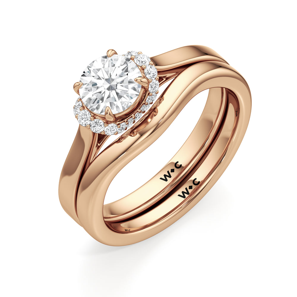 The Jade Wedding Band with 18KT Rose Gold Cut Diamond in 14KT Rose Gold view 4
