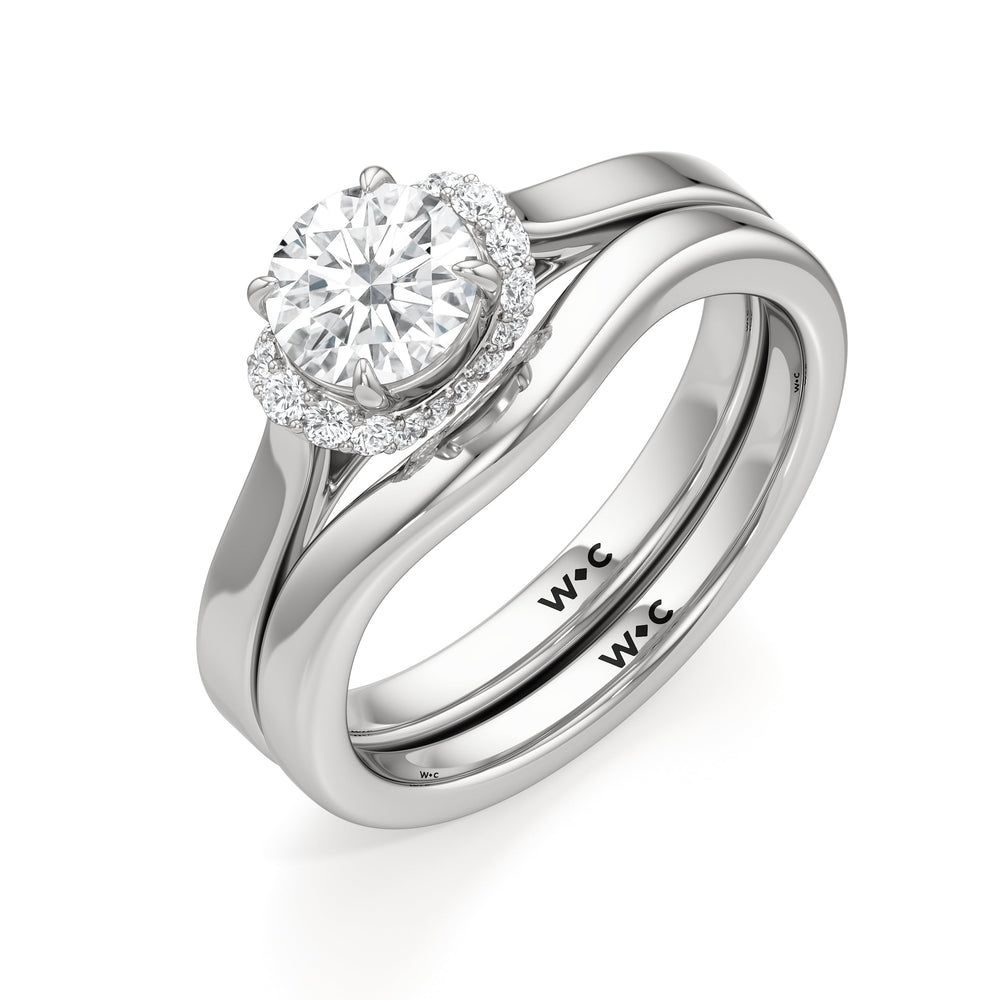 The Jade Wedding Band with Platinum Cut Diamond in 14KT Platinum view 4
