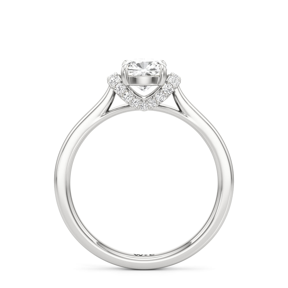 The Jade Engagement Ring with Cushion Cut Diamond in 14KT Platinum view 2
