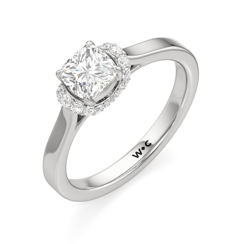 The Jade Engagement Ring with Cushion Cut Diamond in 14KT Platinum view 3
