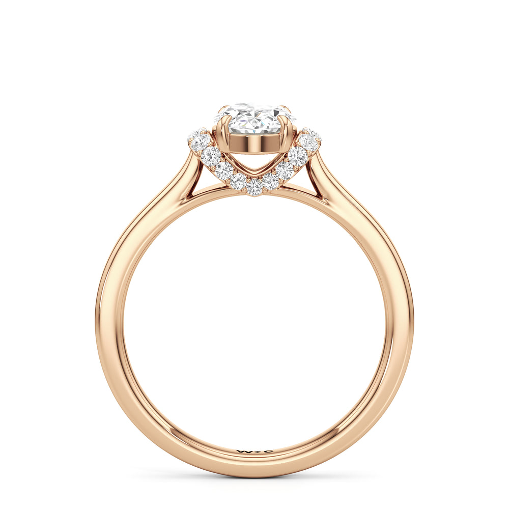 The Jade Engagement Ring with Oval Cut Diamond in 14KT Rose Gold view 2

