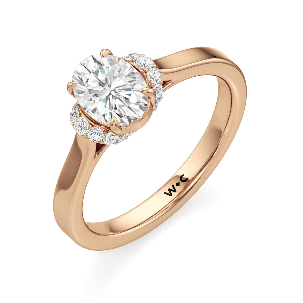 The Jade Engagement Ring with Oval Cut Diamond in 14KT Rose Gold view 3
