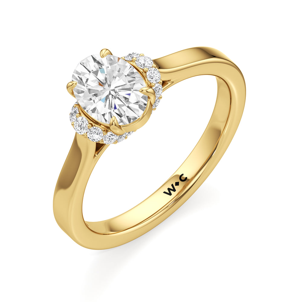 The Jade Engagement Ring with Oval Cut Diamond in 14KT Yellow Gold view 3
