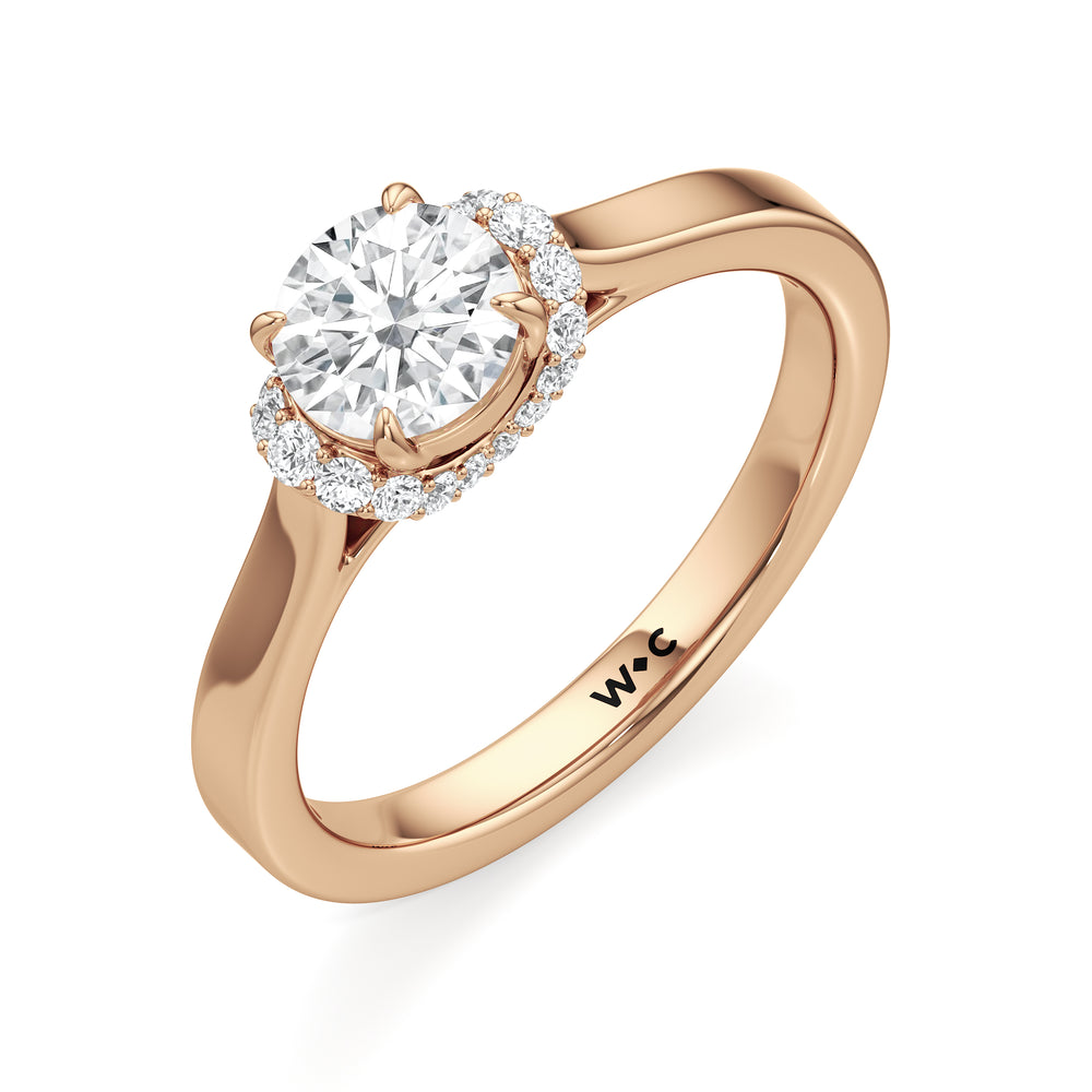 The Jade Engagement Ring with Round Cut Diamond in 14KT Rose Gold view 3
