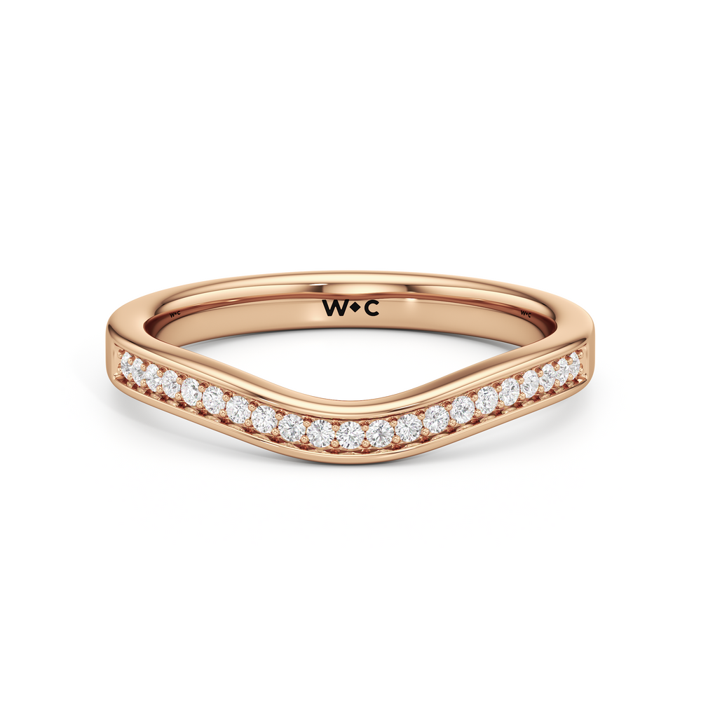 The Maya Diamond Wedding Band with 18KT Rose Gold Cut Diamond in 14KT Rose Gold view 1

