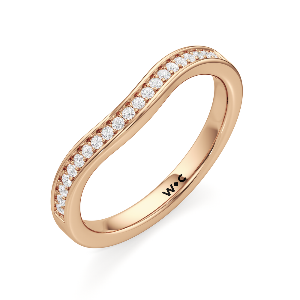 The Maya Diamond Wedding Band with 18KT Rose Gold Cut Diamond in 14KT Rose Gold view 3
