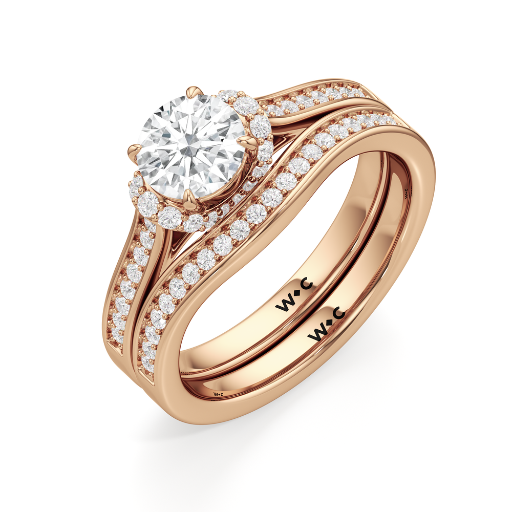 The Maya Diamond Wedding Band with 18KT Rose Gold Cut Diamond in 14KT Rose Gold view 4
