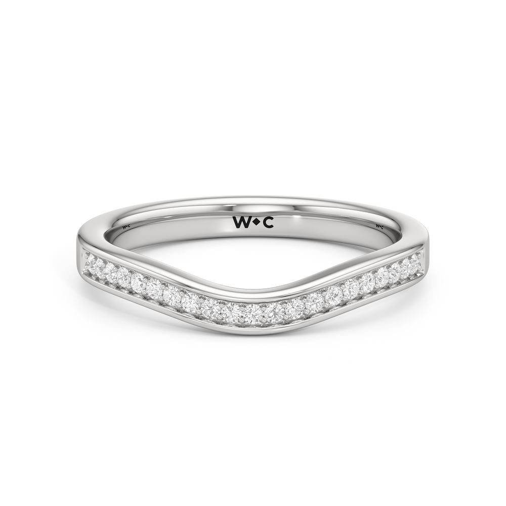 The Maya Diamond Wedding Band with Platinum Cut Diamond in 14KT Platinum view 1
