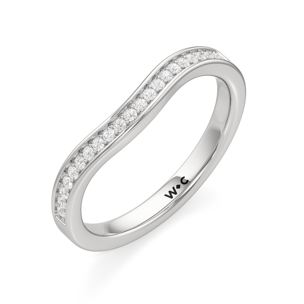 The Maya Diamond Wedding Band with Platinum Cut Diamond in 14KT Platinum view 3
