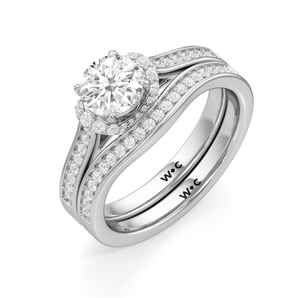 The Maya Diamond Wedding Band with Platinum Cut Diamond in 14KT Platinum view 4
