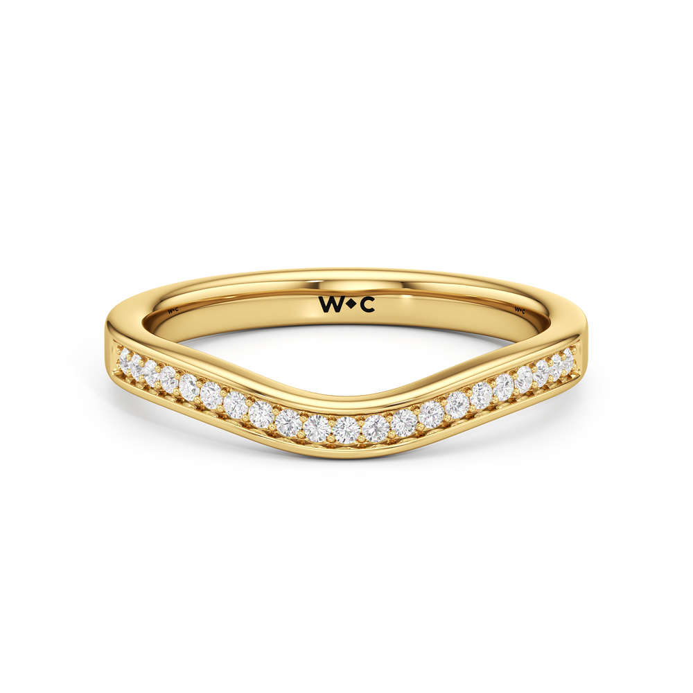 The Maya Diamond Wedding Band with 18KT Yellow Gold Cut Diamond in 14KT Yellow Gold view 1
