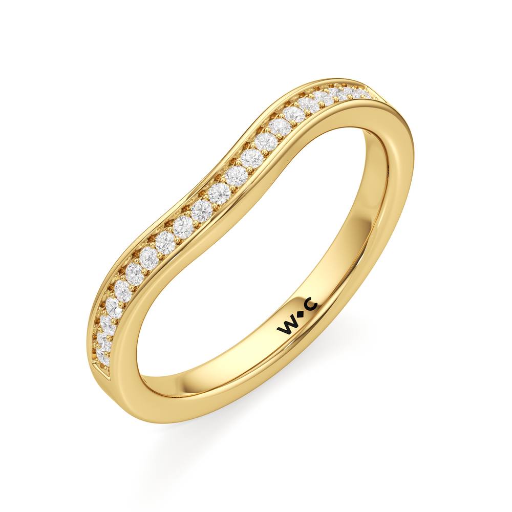 The Maya Diamond Wedding Band with 18KT Yellow Gold Cut Diamond in 14KT Yellow Gold view 3
