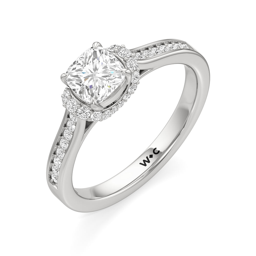 The Maya Engagement Ring with Cushion Cut Diamond in 14KT Platinum view 3
