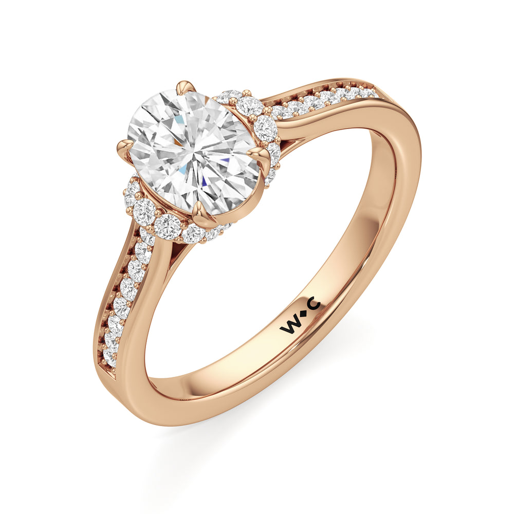 The Maya Engagement Ring with Oval Cut Diamond in 14KT Rose Gold view 3
