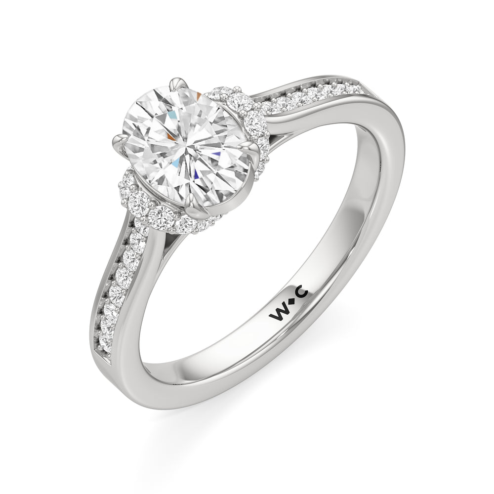 The Maya Engagement Ring with Oval Cut Diamond in 14KT Platinum view 3
