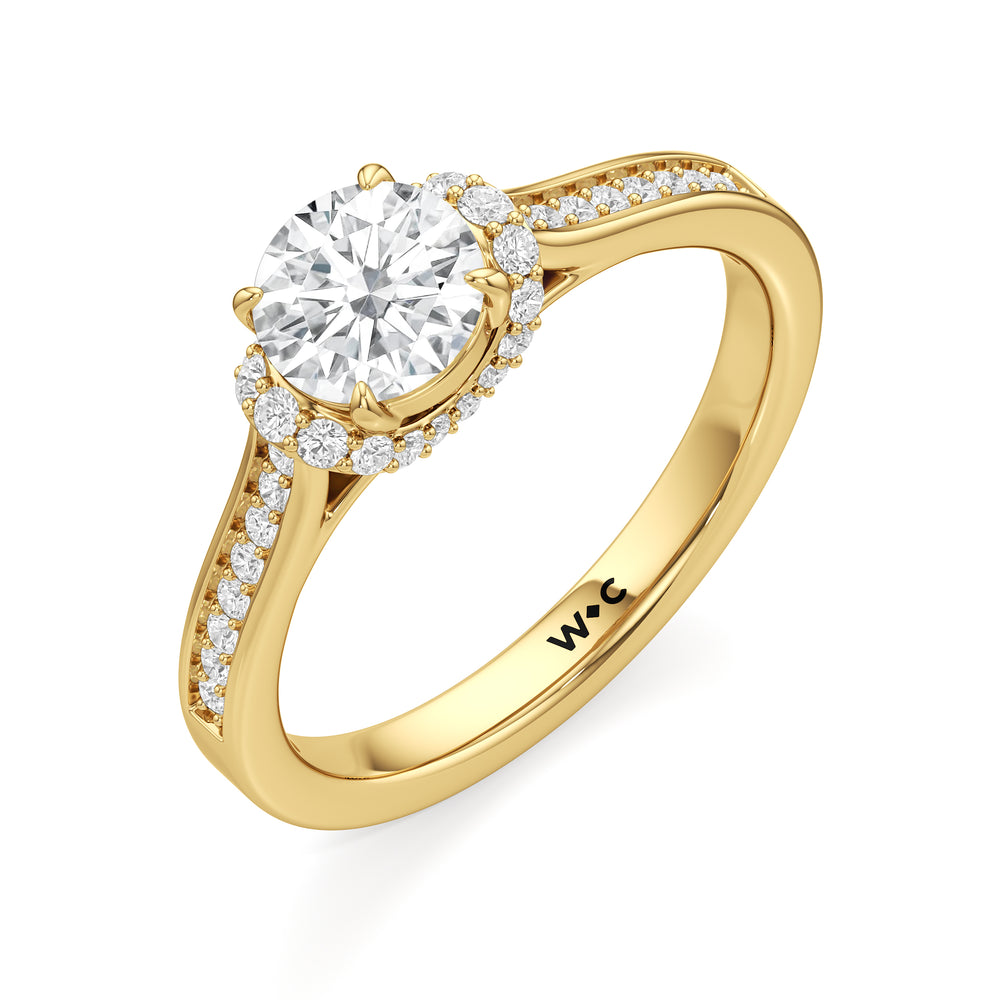 The Maya Engagement Ring with Round Cut Diamond in 14KT Yellow Gold view 3

