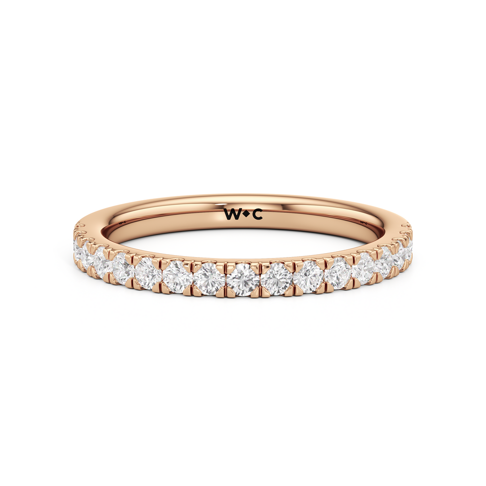 The Lottie Diamond Wedding Band with 18KT Rose Gold Cut Diamond in 14KT Rose Gold view 1
