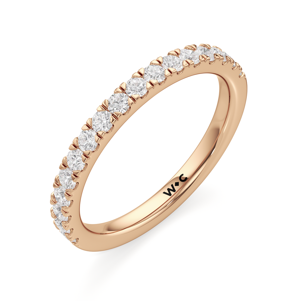 The Lottie Diamond Wedding Band with 18KT Rose Gold Cut Diamond in 14KT Rose Gold view 3
