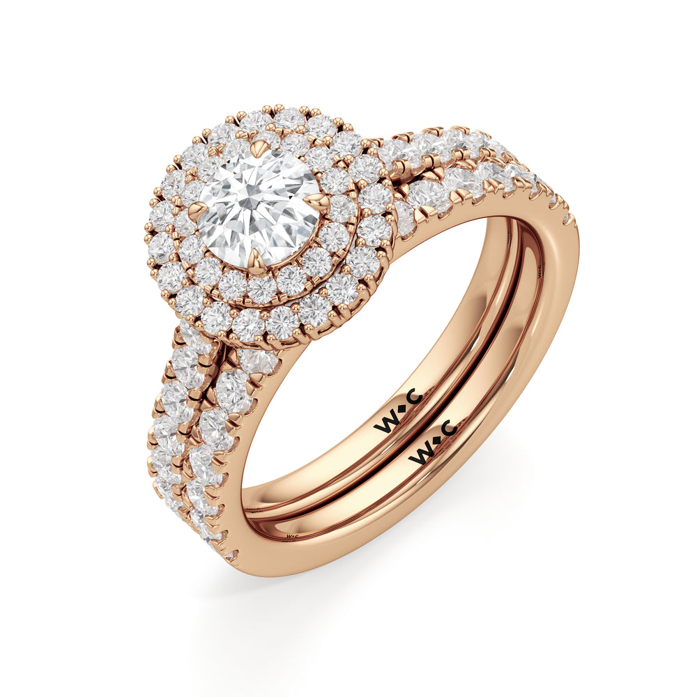 The Lottie Diamond Wedding Band with 18KT Rose Gold Cut Diamond in 14KT Rose Gold view 4
