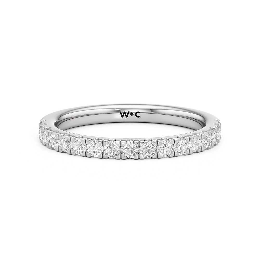 The Lottie Diamond Wedding Band with Platinum Cut Diamond in 14KT Platinum view 1
